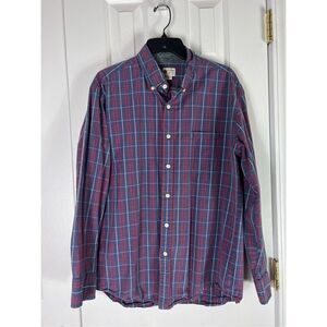 Jcrew Mens Vintage Button Front Plaid Shirt Size L